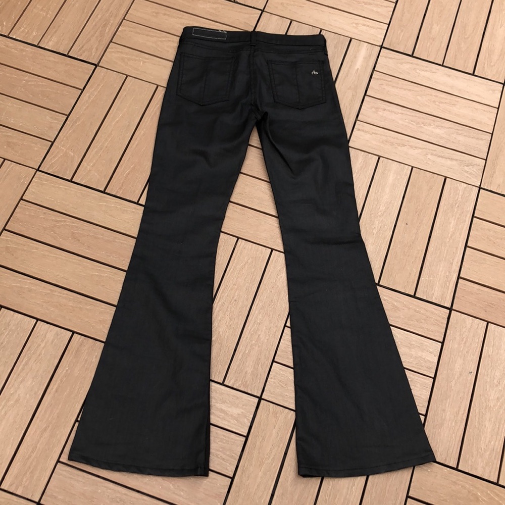 rag & bone gray skinny flare bell bottom wet jeans - Picture 3 of 9